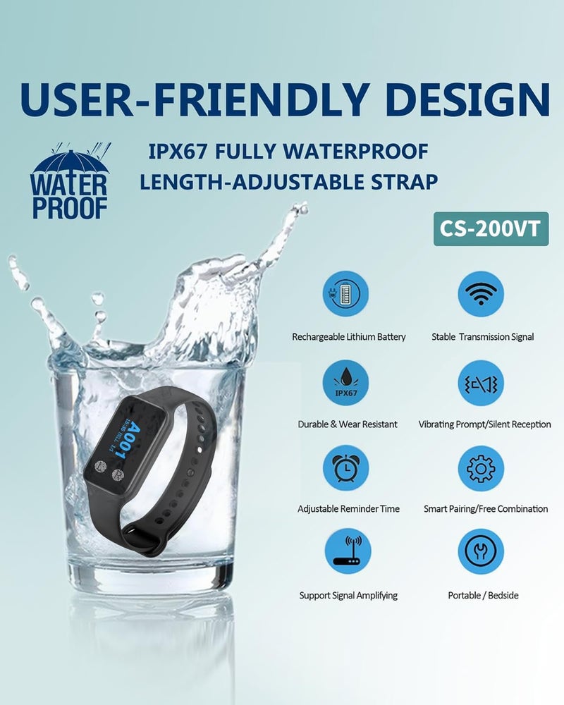 WNKRUN Wireless Restaurant Pager System Calling System with 1 Waterproof Watch Pager and 10 Call Buttons with Cancel Key - Image 4